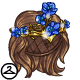 A simple brown wig topped with a stunning blue flower circlet. This prize was awarded through Edolies Phantastic Finds.