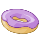A doughnut with purple icing.