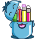 Its head flips up, and you can store your pencils inside!  This is the more fashionable blue version!