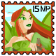 The stamps border contrasts perfectly with Illusens chestnut hair, almost as if she planned it.