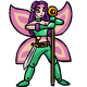This fierce faerie is armed and ready to go into battle.