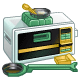 A drawing of a toy microwave oven.