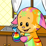 Kacheek with a Flask of Rainbow Fountain Water