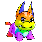 Angry rainbow poogle (old pre-customisation)
