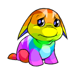 Sad rainbow poogle (old pre-customisation)